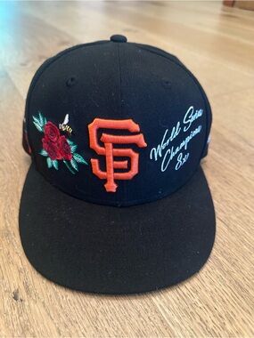 San Francisco Giants Black Limited Edition Cap with Logo & Rose Embroidery